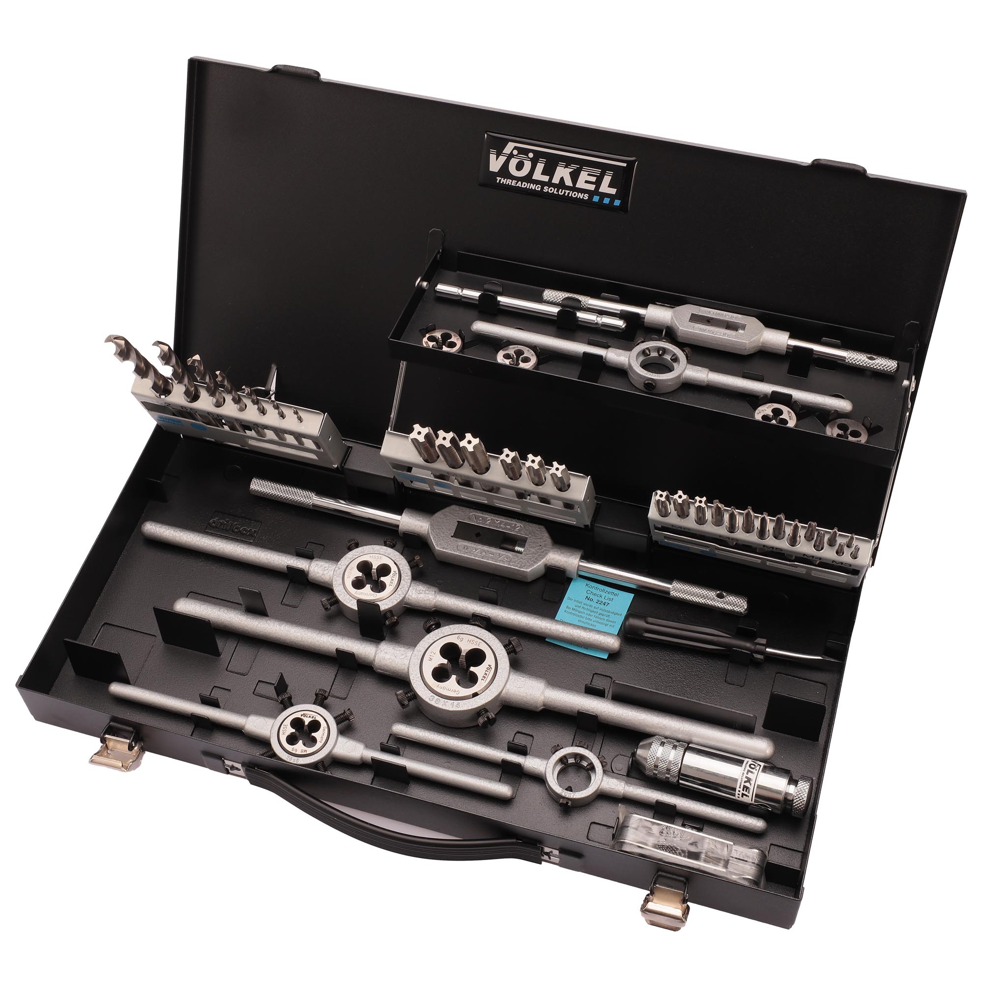 Набор метчиков и плашек Volkel M3-M12 HSSE 45пр 49151