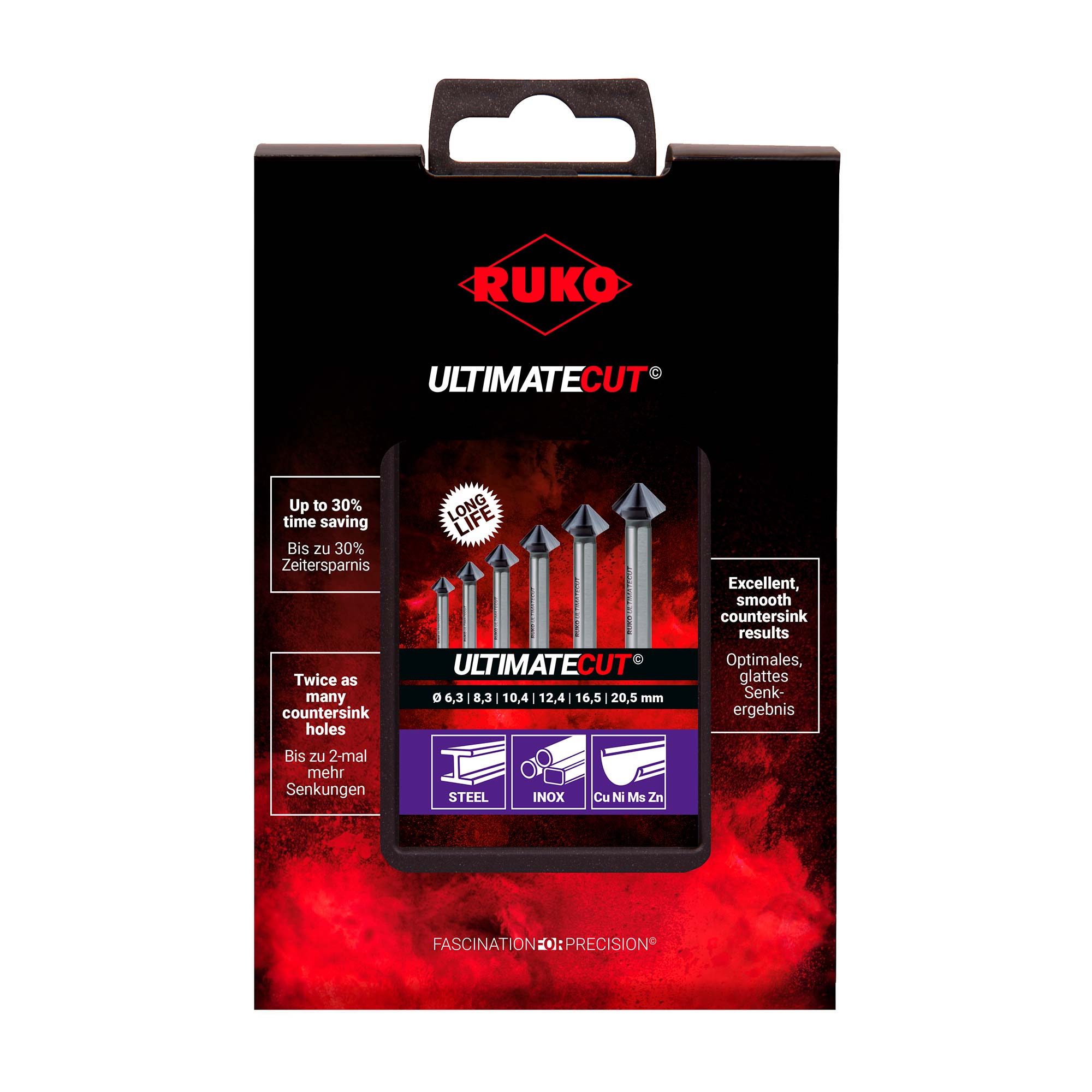 Набор зенковок Ruko UltimateCut 90° 6,3-20,5мм HSS-G RUnaTEC 3z 6шт 102790PRO