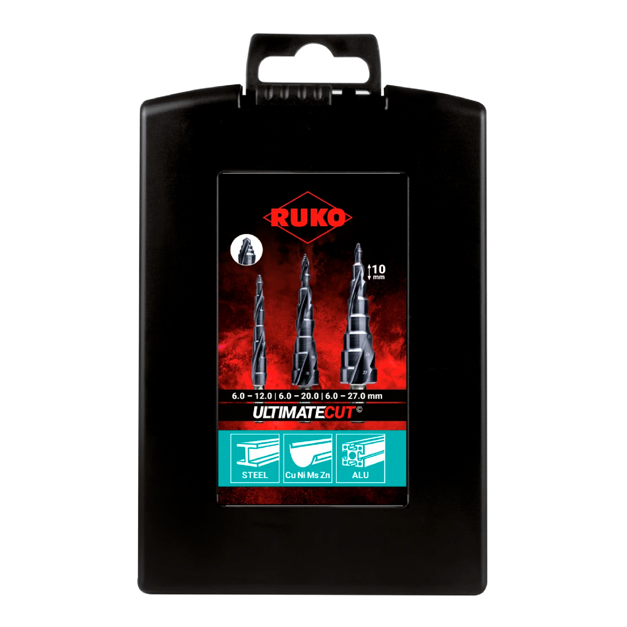 Набор ступенчатых сверл Ruko UltimateCUT 6-12/6-20/6-27мм HSS-G Multidrill 3шт 101687PRO