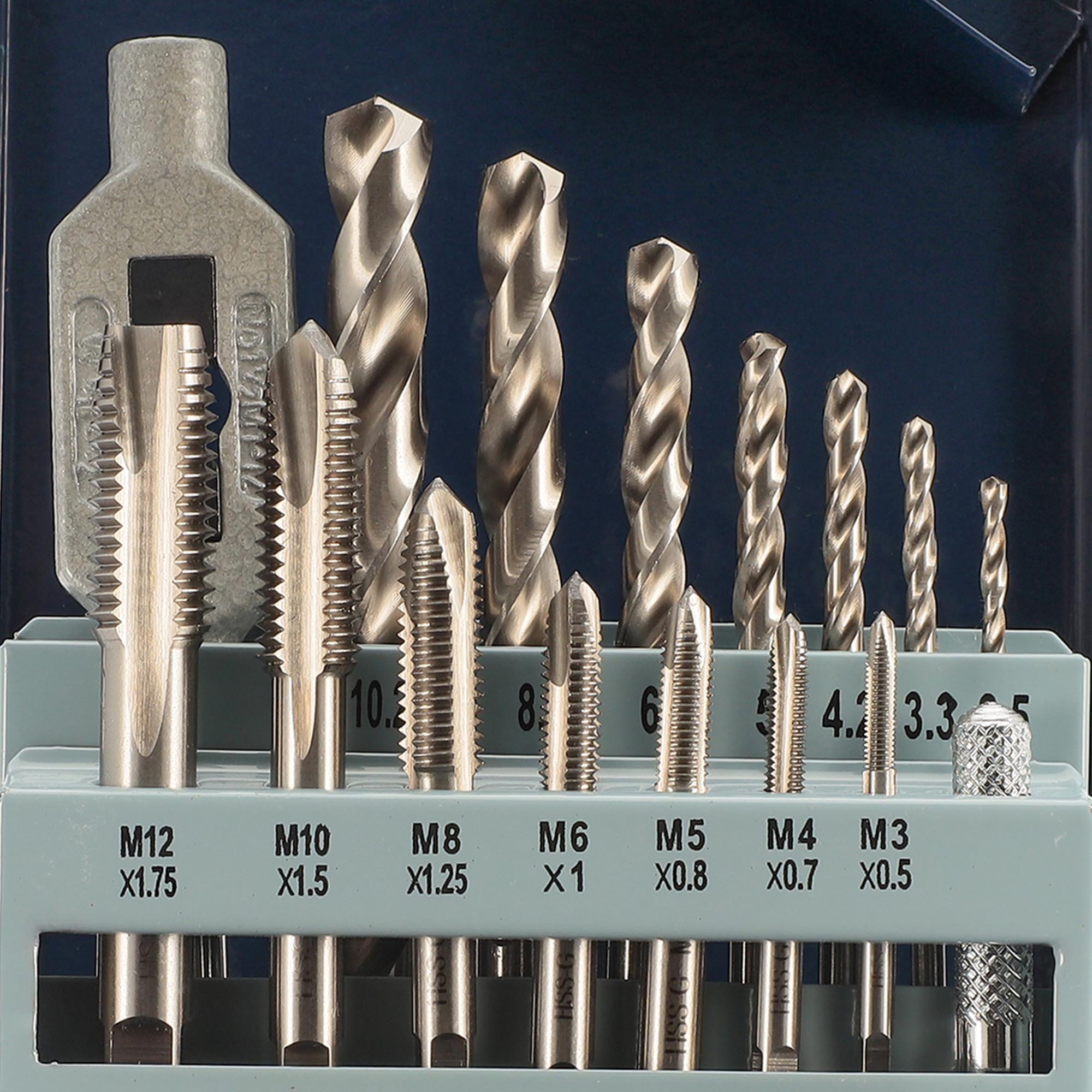 Набор однопроходных метчиков H-Tools M3-M12 HSS-G DIN352 15пр 245004HT
