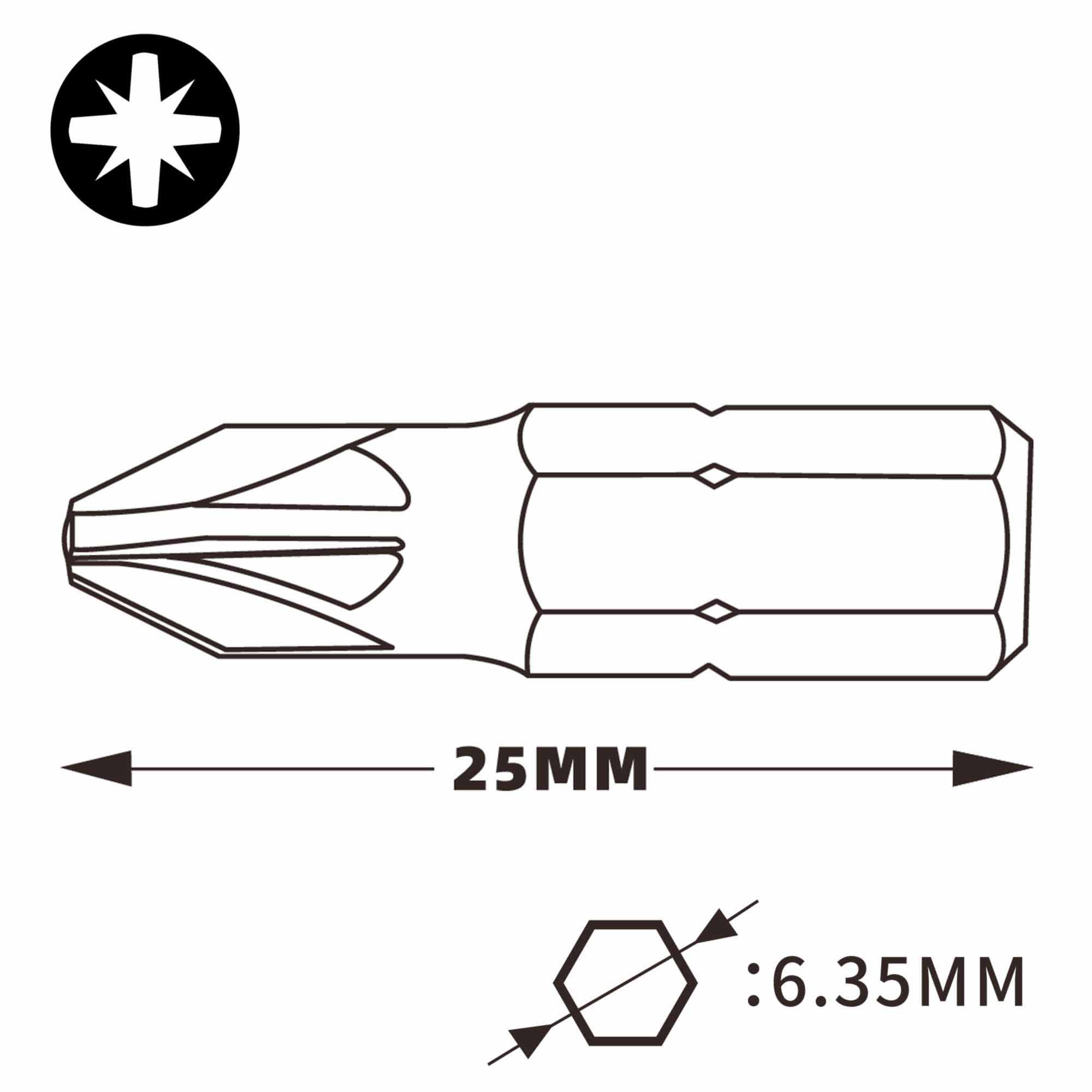 Бита Wiha Torsion TiN PZ3х25мм 7012TiN 1шт 04659
