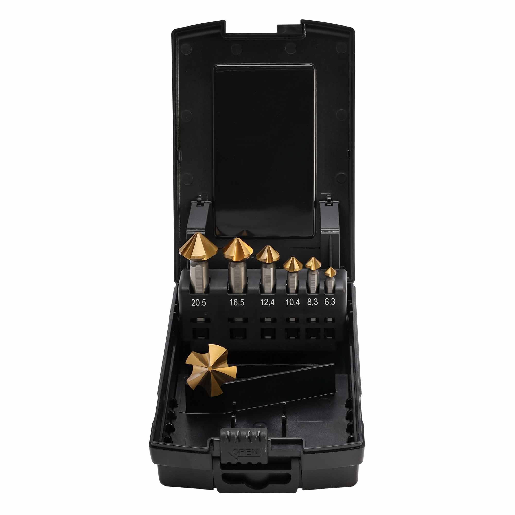 Набор зенковок по металлу MASTER-TOOL 90° 6,3-25мм 5z HSS-G TiN 7шт 102892TMT