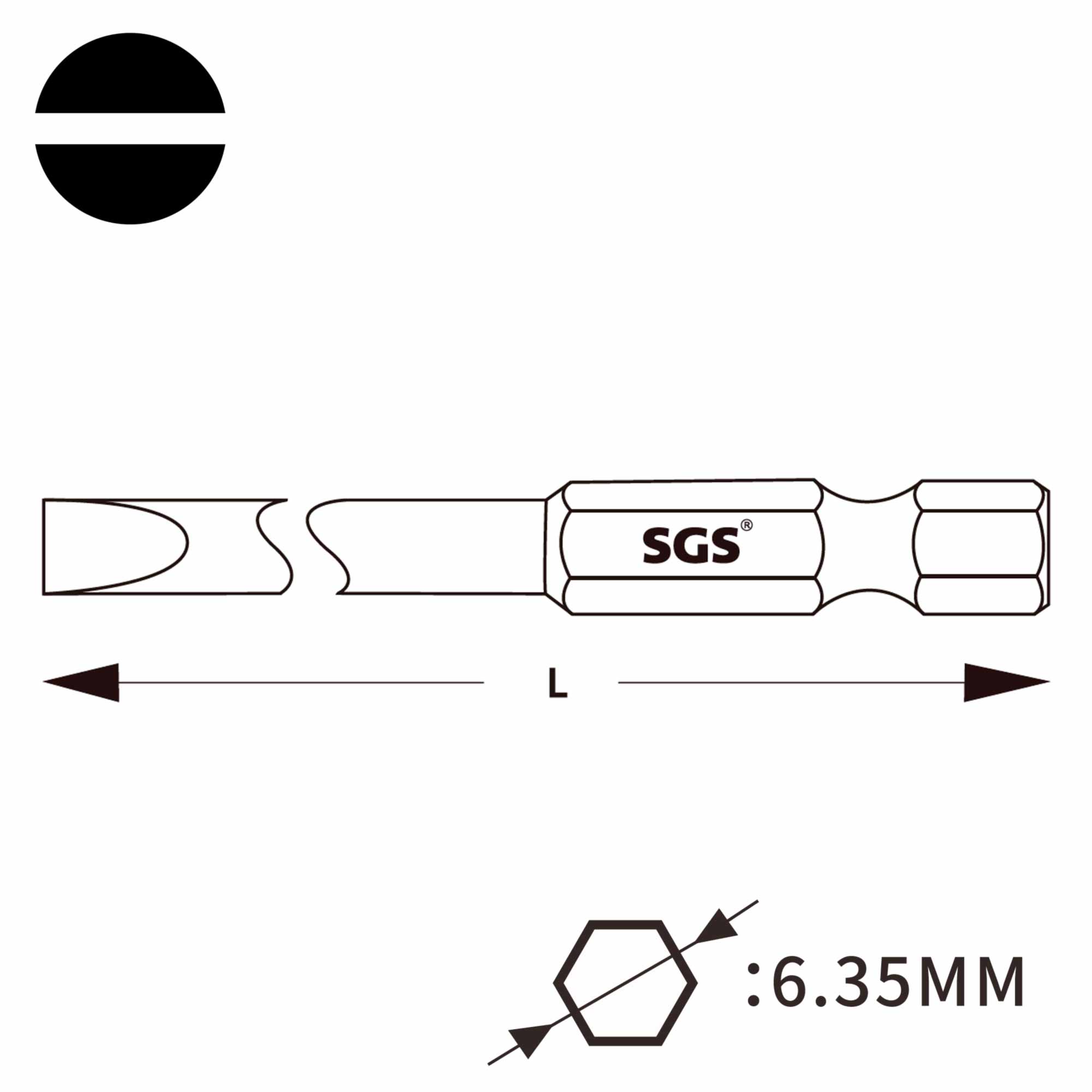 Бита шлицевая SGS SL3,0x0,5х75мм S2 1шт 6375-SL3.0