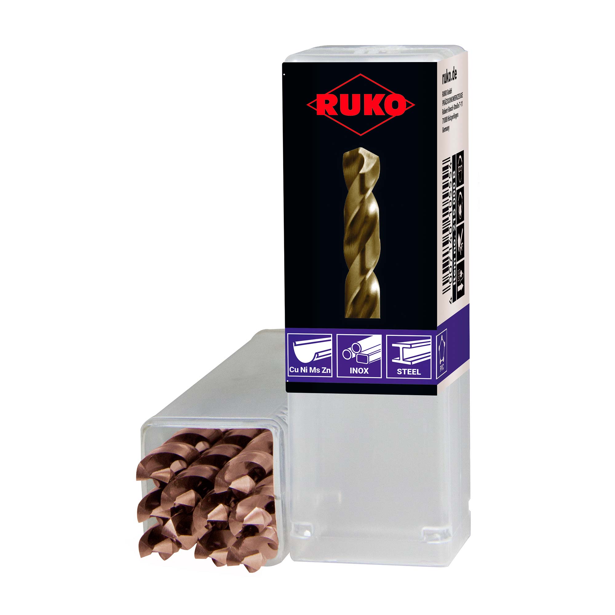 Сверло по металлу Ruko 7,5x109/69мм DIN338 HSSE-Co5 VA h8 5xD 130° 215075
