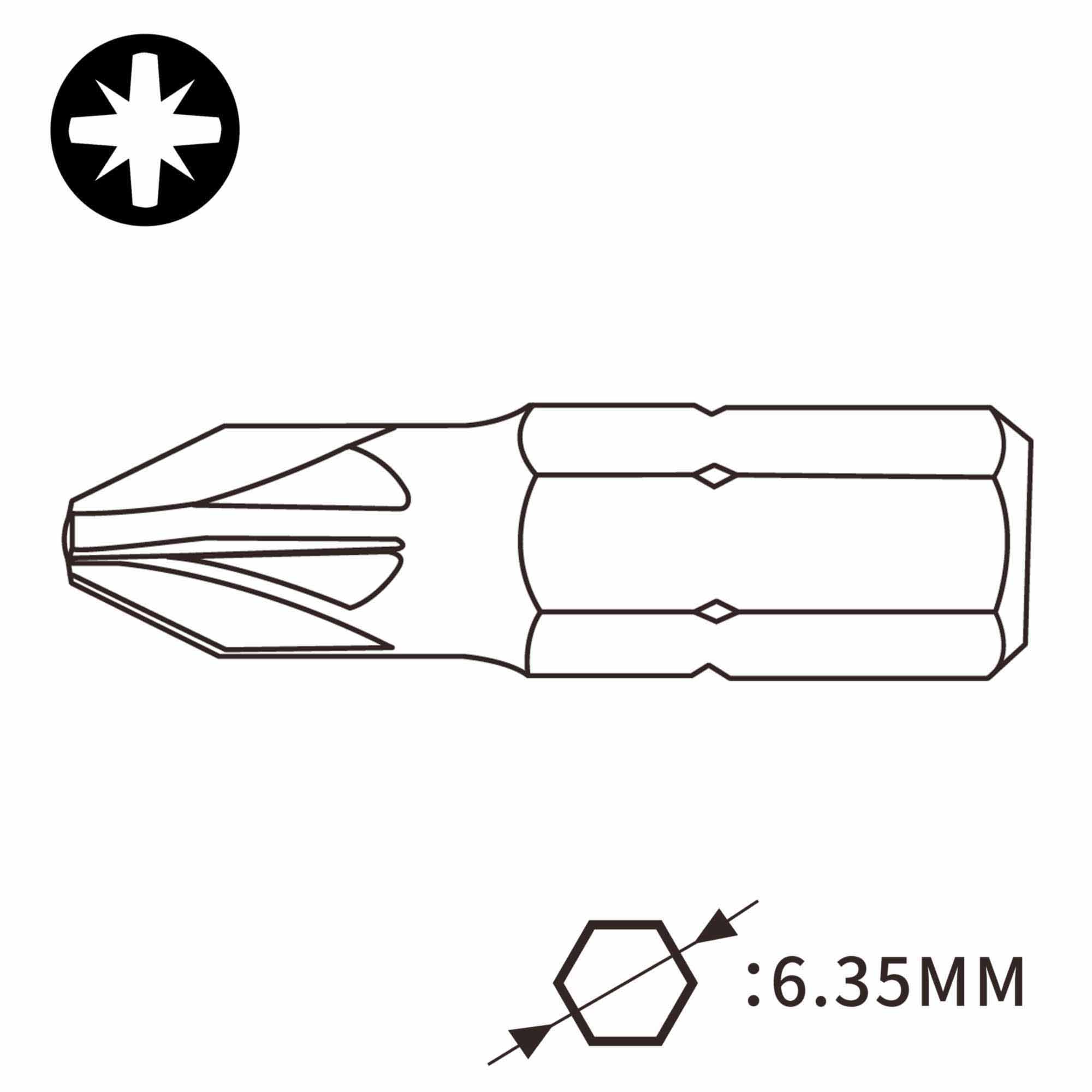 Бита SGS PZ4х50мм S2 3шт 6332-PZ4-3