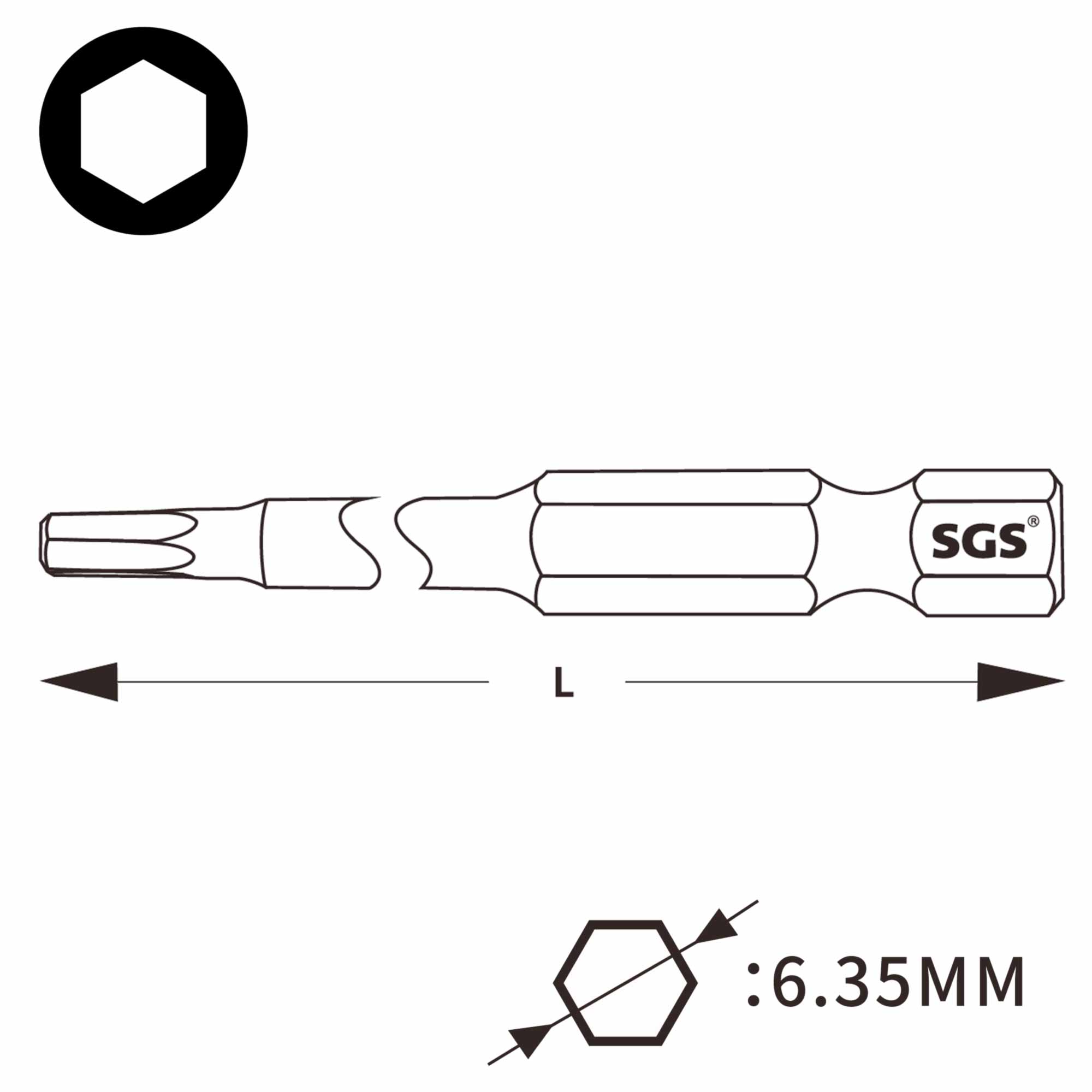 Бита шестигранная ударная Impact SGS HEX5,0х90мм S2 1шт 6390-H5.0-IB