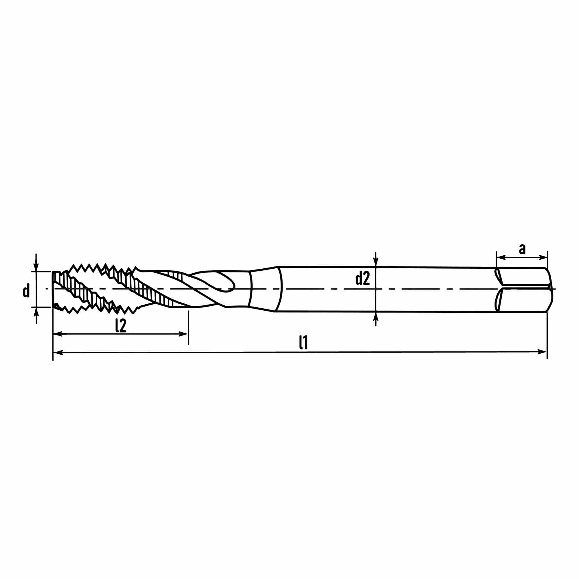 Метчик машинный удлиненный H-Tools М3х0,5 HSSE-TiN 6h C/2-3P R45 100мм 32040THT