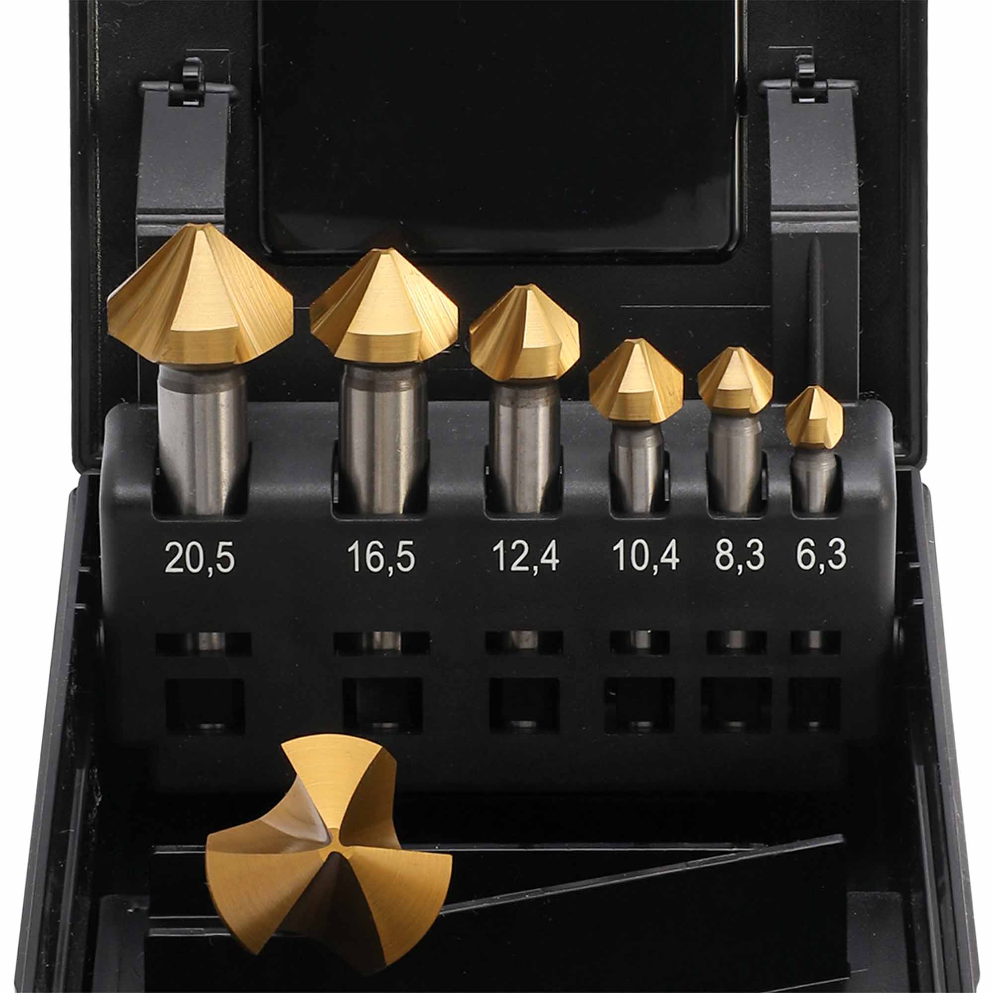 Набор зенковок по металлу MASTER-TOOL 90° 6,3-25мм 3z HSS-G TiN 7шт 102153TPRO