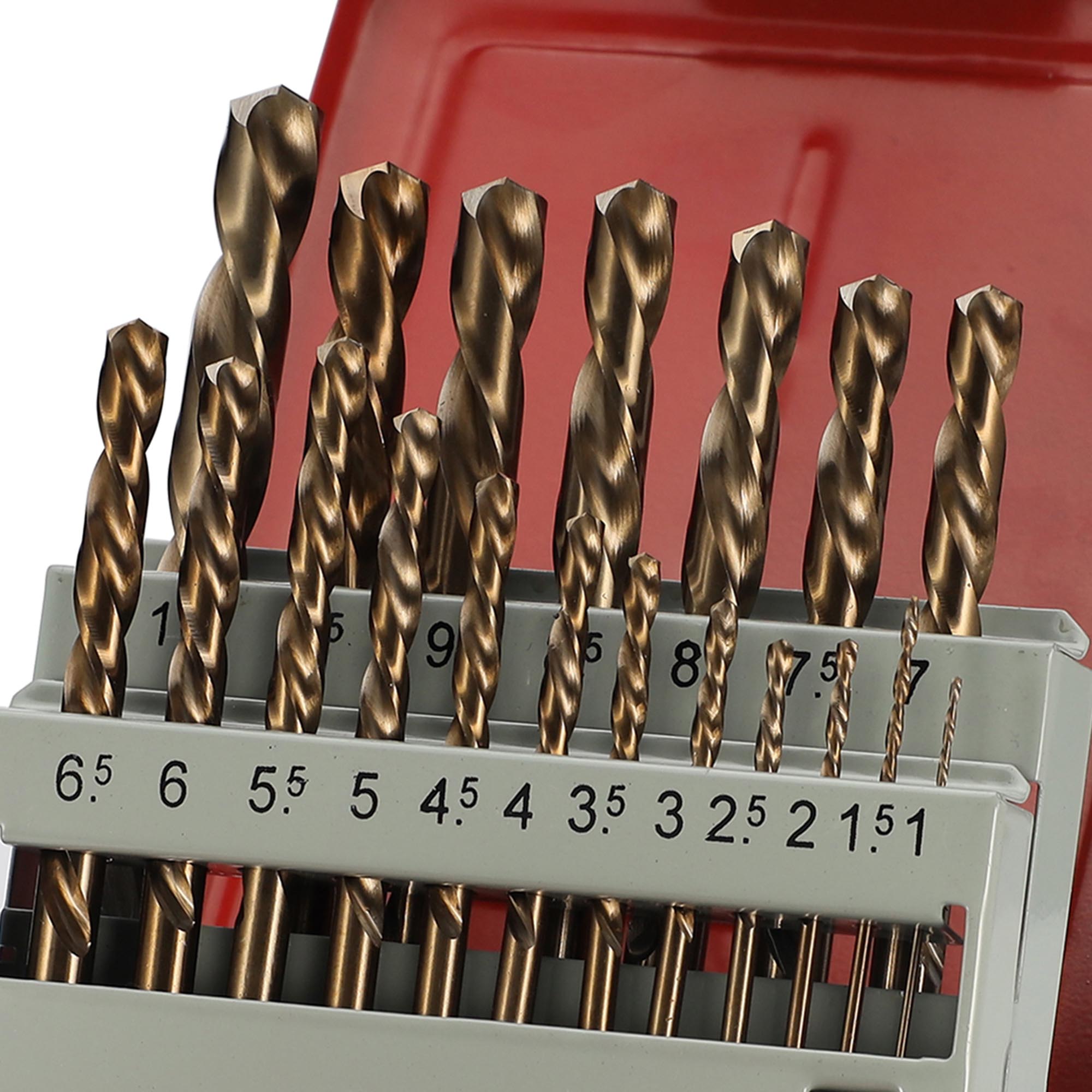 Набор левых сверл по металлу H-Tools 1-10мм 19шт HSSE-Co5 135° DIN338 215214LiHT
