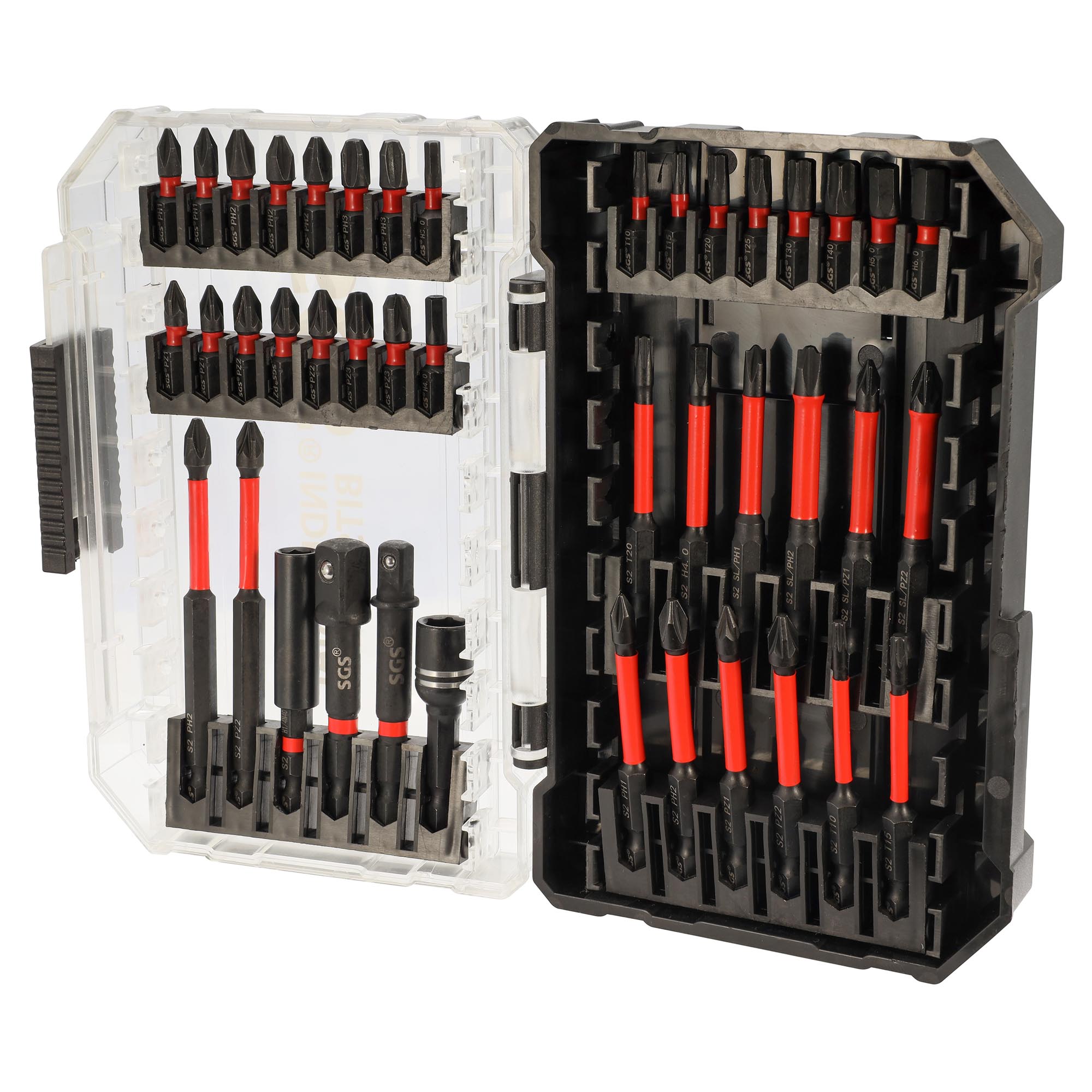 Набор ударных бит SGS PH/PZ/TORX/HEX/PLUS-MINUS S2 42шт SGS63-42C