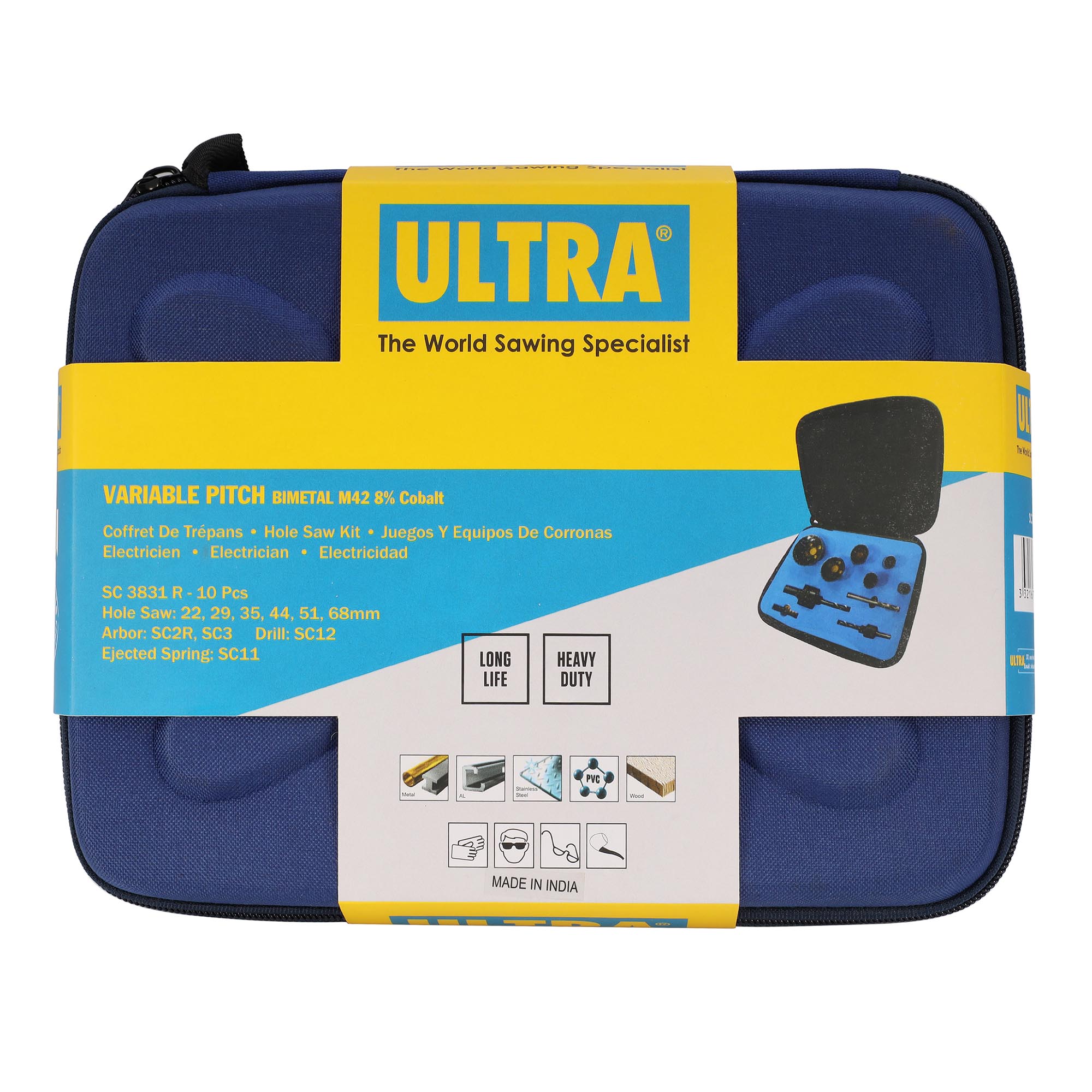 Набор коронок ULTRA Bi-metall 22-68мм HSSE-Co8 10пр SC 3831R