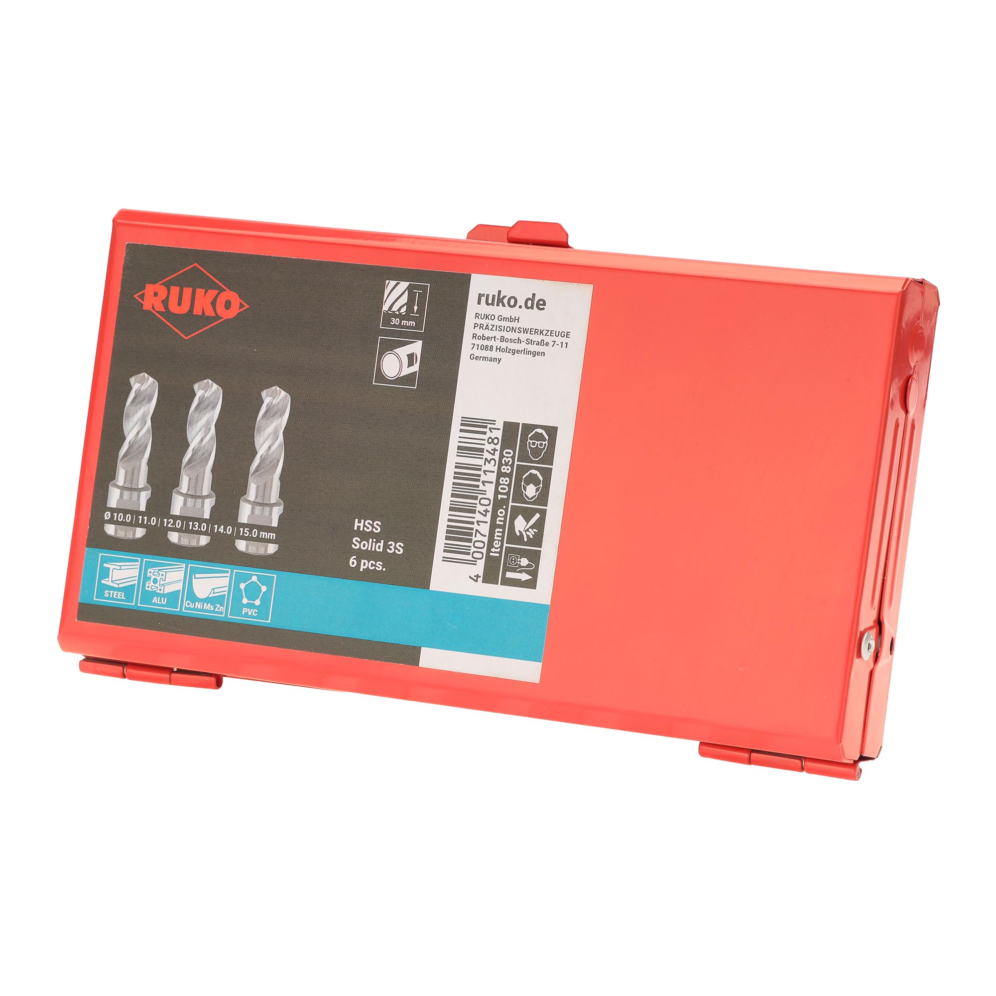Набор сверл по металлу Ruko 10-15мм 6шт HSS-G Solid3S Weldon19 108830