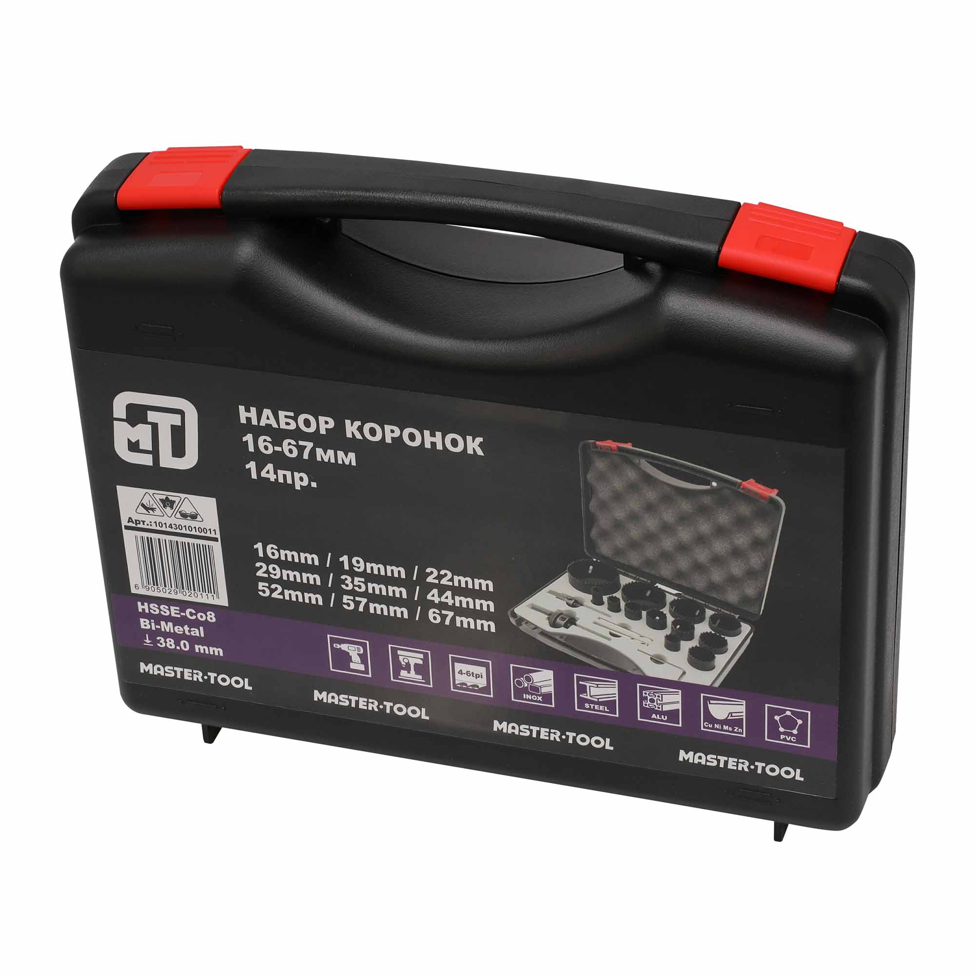 Набор коронок Bi-metall 16-67мм HSSE-Co8 14пр MASTER-TOOL 1014301010011