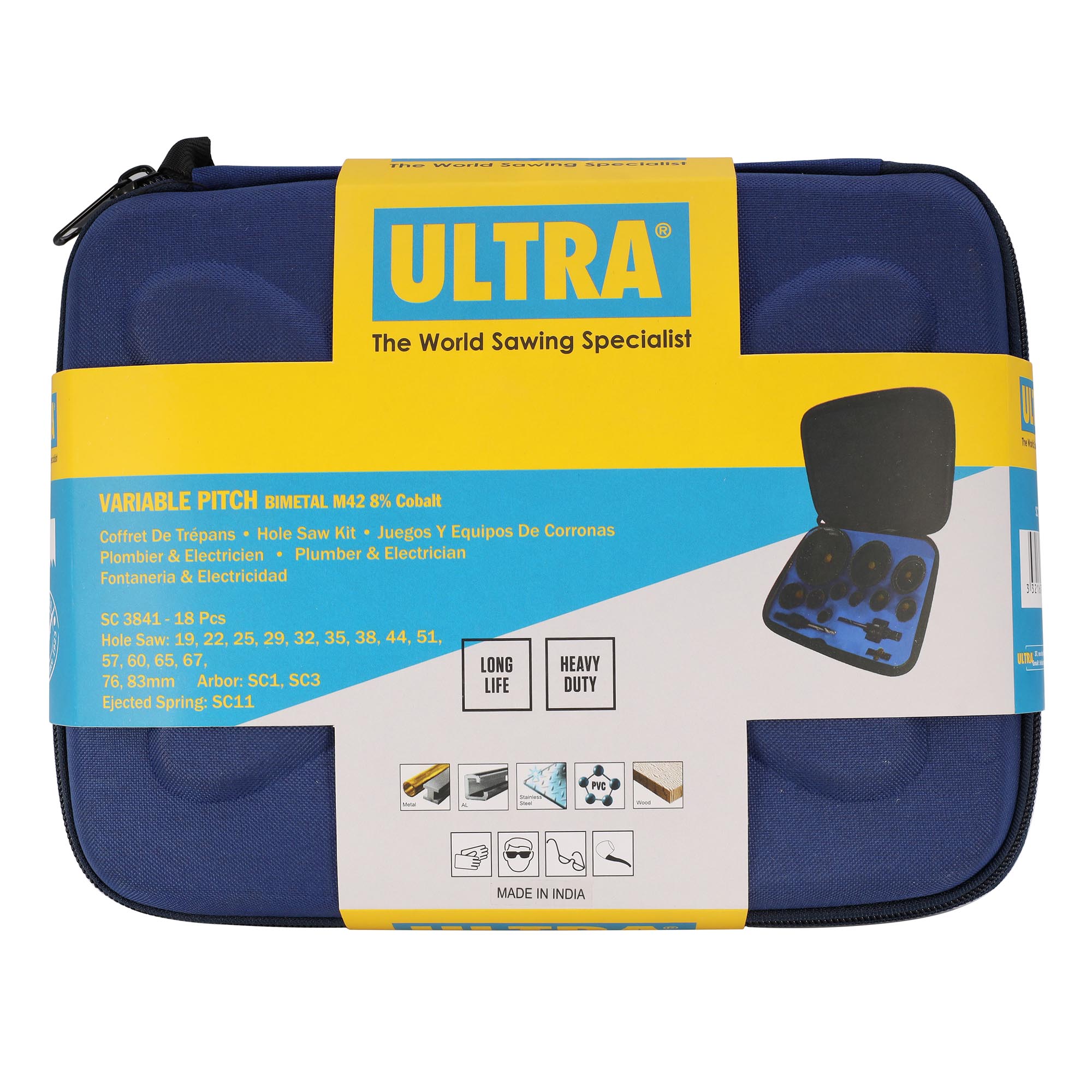 Набор коронок ULTRA Bi-metall 19-83мм HSSE-Co8 18пр SC 3841