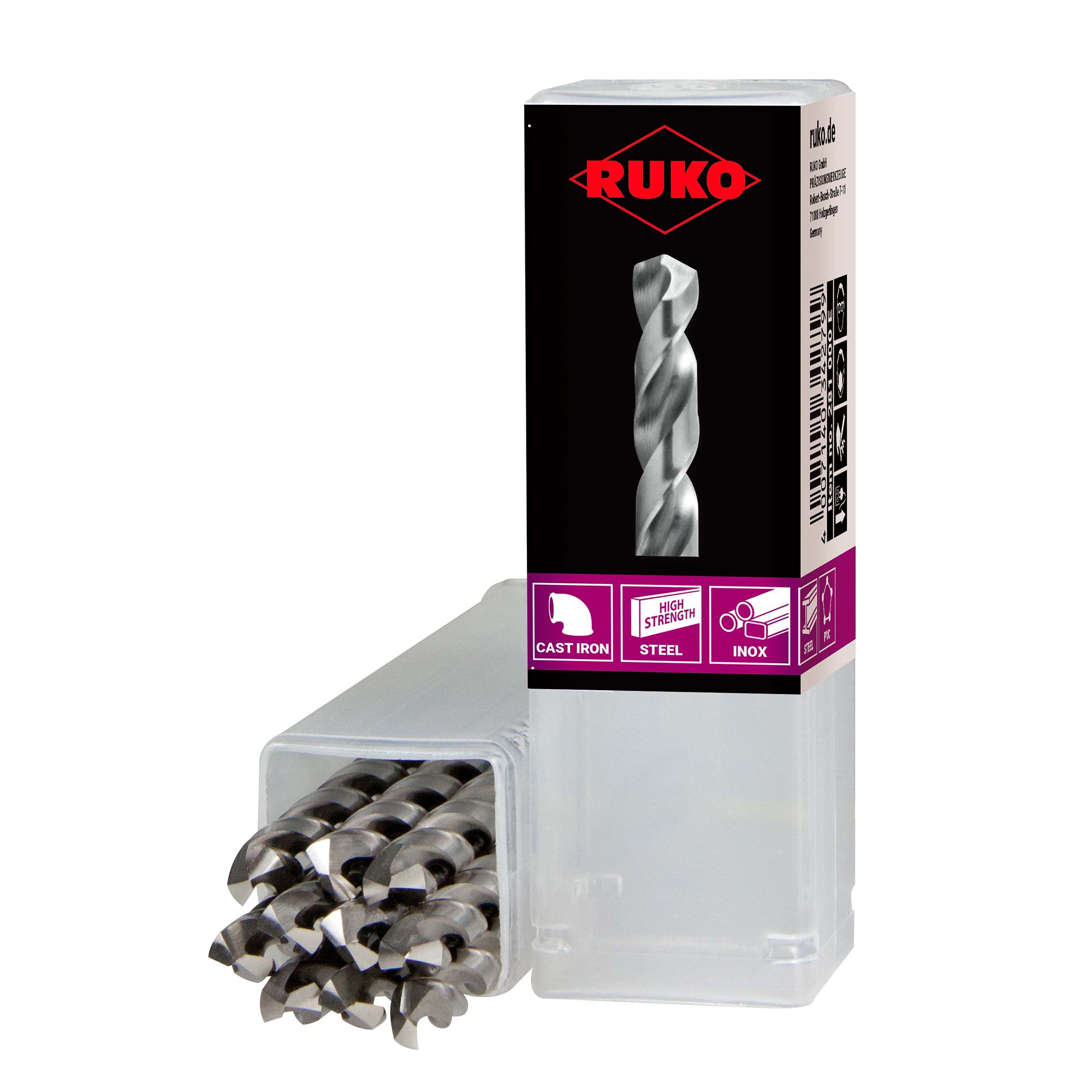 Сверло по металлу Ruko 5,9x93/57мм DIN338 HSSE-Co8 VA h8 5xD 130° 281059E