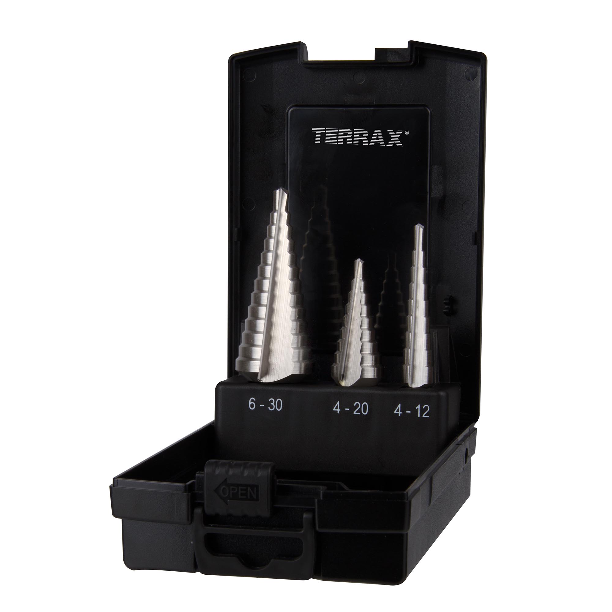 Набор ступенчатых сверл Terrax by Ruko 4-12/4-20/4-30мм HSS-G 3шт A101126RO