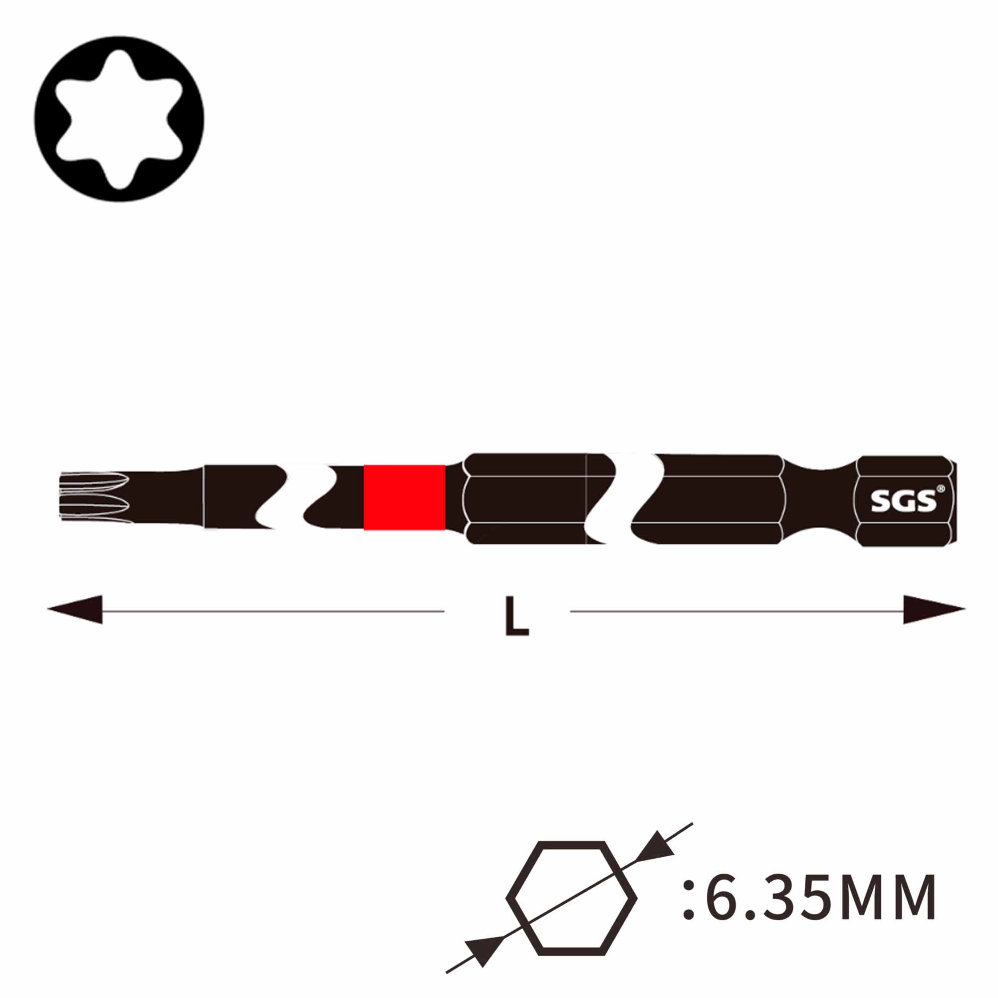 Бита ударная Impact SGS TORX T30 х90мм S2 1шт 6390-T30-IB
