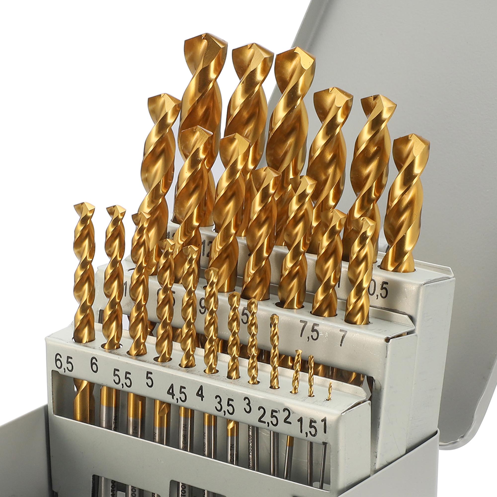 Набор сверл по металлу H-Tools 1-13мм 25шт HSSE-Co8 TiN 135° DIN338 08351300