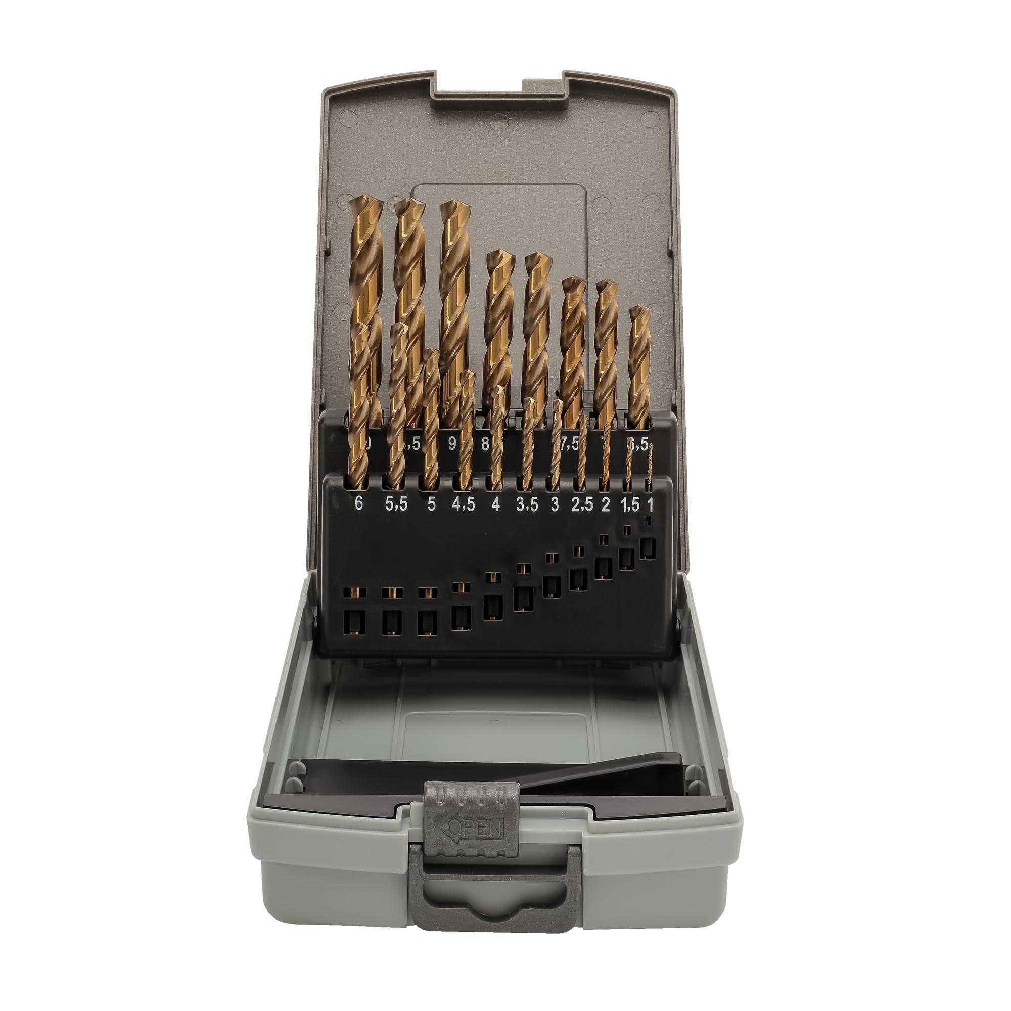 Набор сверл по металлу H-Tools 1-10мм 19шт HSSE-Co5 135° DIN338 215214ROHT