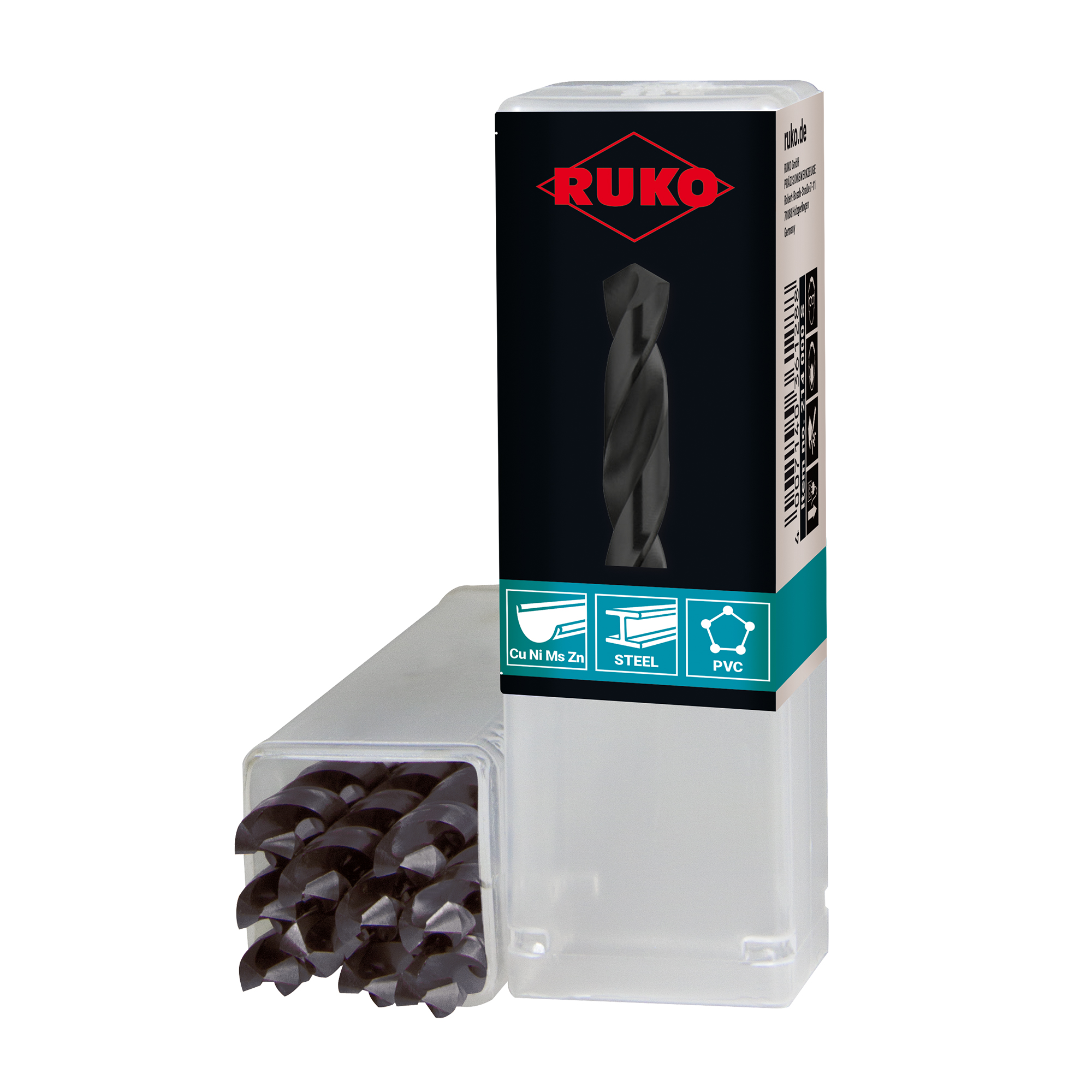 Сверло по металлу Ruko 12,8x151/101мм DIN338 HSS-G h8 5xD 118° 214128S