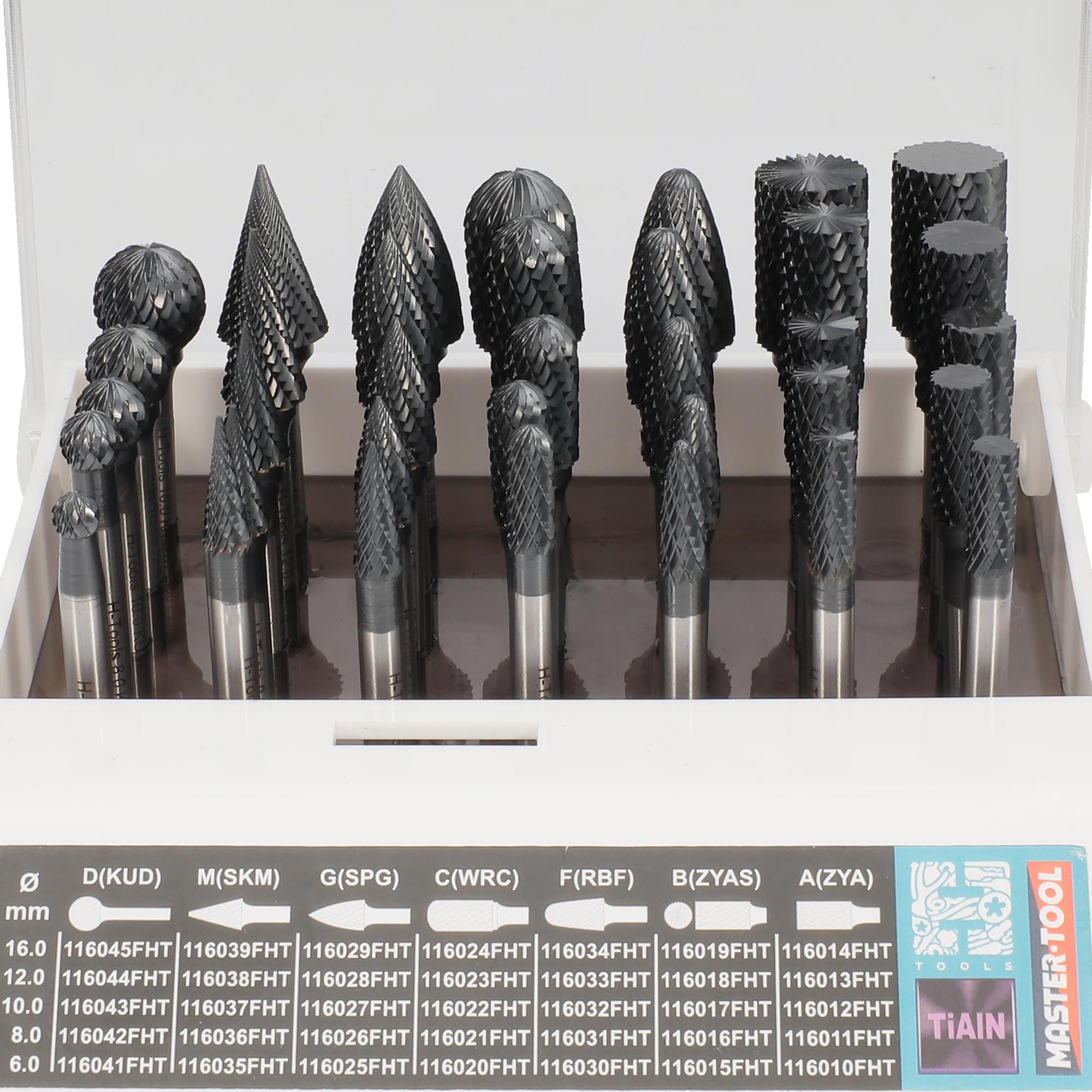 Набор бор-фрез твердосплавных H-Tools 35шт HM TiALN S=6мм 116008FHT
