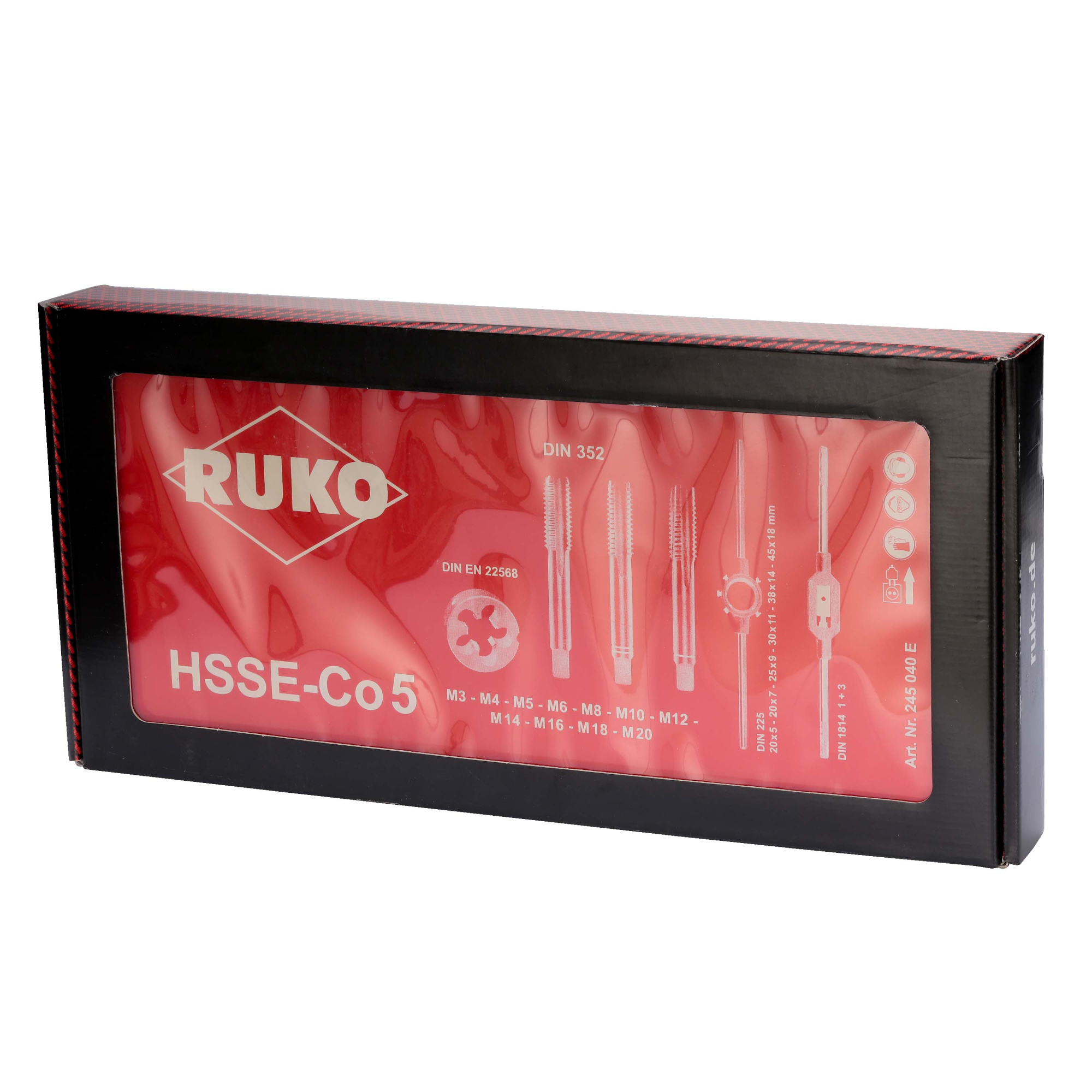 Набор метчиков и плашек M3-M20 HSSE 54пр Ruko 245040E (!)
